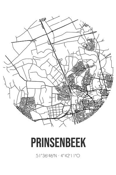 Prinsenbeek (Noord-Brabant) | Map | Black and White by Prints of Place