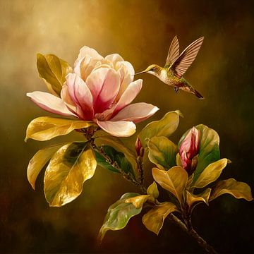 Colibri au Magnolia - Lumière douce et tranquillité naturelle