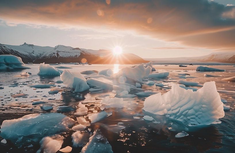 Kustlijnen gloeien in de zonsondergang van fernlichtsicht