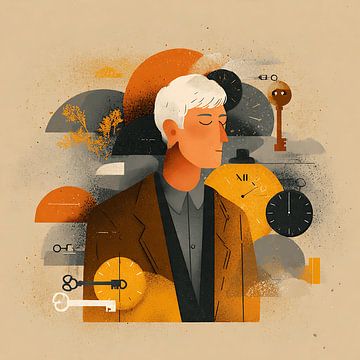 Zwevende sleutels en klokken Portret van Aden Pink Studio