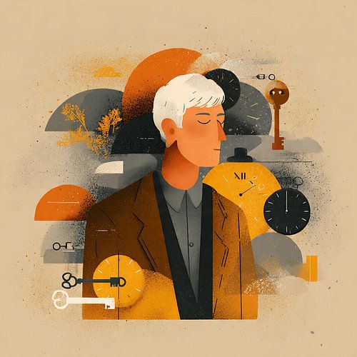 Zwevende sleutels en klokken Portret