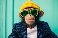 Singe stylé avec lunettes de soleil et chapeau