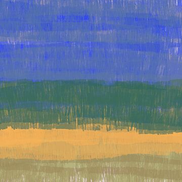 Kleurrijke huiscollectie. Abstract landschap in blauw, groen, oranje. van Dina Dankers