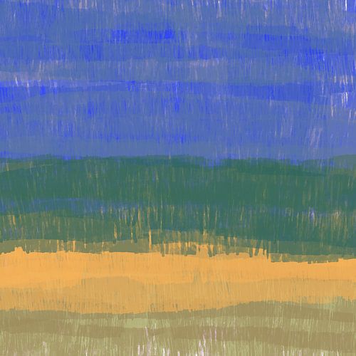 Kleurrijke huiscollectie. Abstract landschap in blauw, groen, oranje.