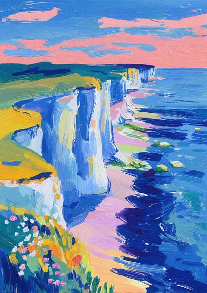 Falaises blanches Gouache Douvres par Niklas Maximilian