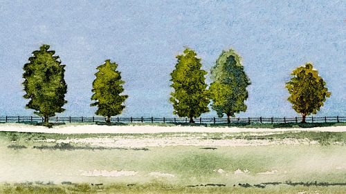 La campagne néerlandaise | Peinture à l'aquarelle