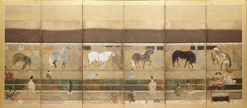 Tosa School - Paarden en bruidegoms in de stal