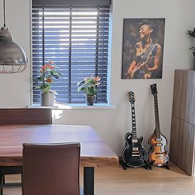 Photo de nos clients: Femme avec saxophone dans une lumière chaude par Steinfox Art, sur toile