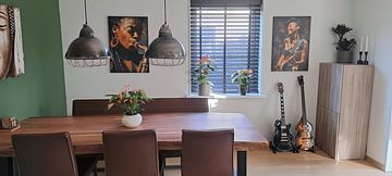 Klantfoto: Vrouw met saxofoon in warm licht van Steinfox Art