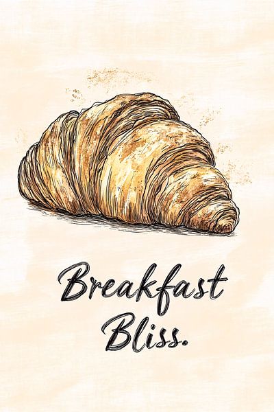 Croissant illustration for breakfast decor by Imperial Art House
