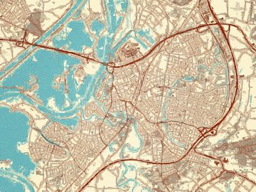Kaart van Roermond in de stijl Blauw & Crème van Map Art Studio