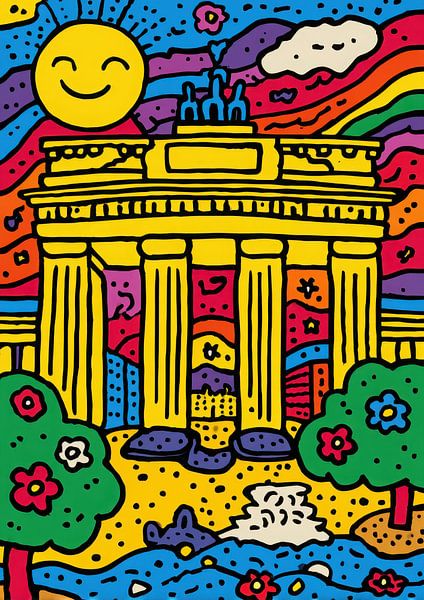 Colourful cartoon Brandenburg Gate by Niklas Maximilian