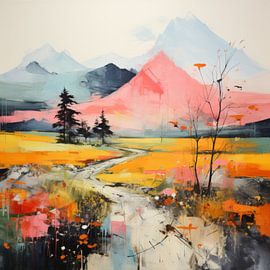 Modern and abstract landscape in pastel colours by Studio Allee