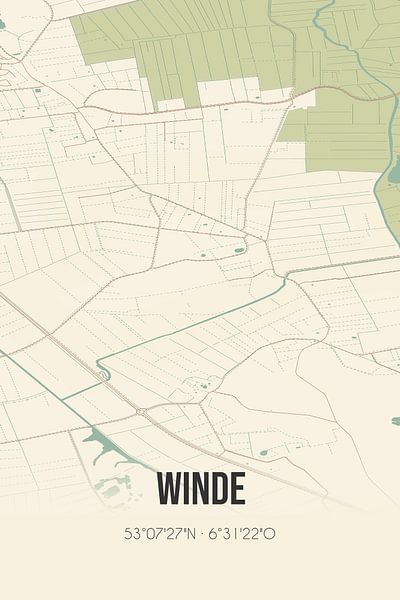 Vintage map of Winde (Drenthe) by Prints of Place