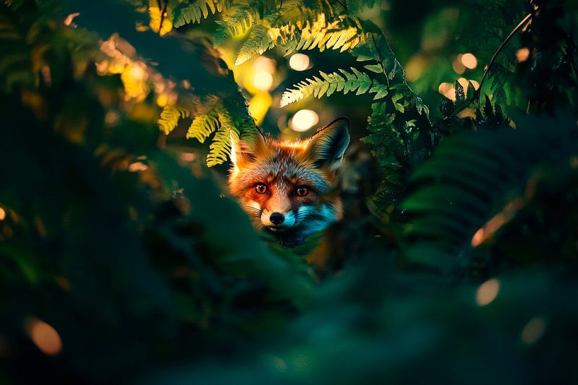 Fox in the dense green forest by Poster Art Shop