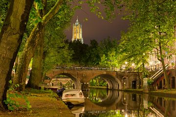Utrecht Oudegracht: Domkerk boven Smeebrug van Martien Janssen