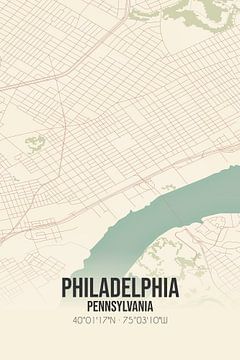 Vintage map of Philadelphia (Pennsylvania), USA. by Rezona