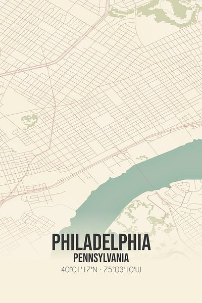Carte ancienne de Philadelphie (Pennsylvanie), Etats-Unis. par Affiches de lieux