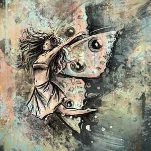 Schmetterlingsfee - Mixed Media Kunstwerk