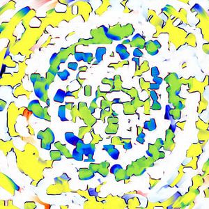 Abstract in geel blauw groen