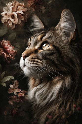 Maine Coon kat bloemig 3