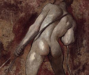Nackte männliche Figur beim Seilziehen, William Etty