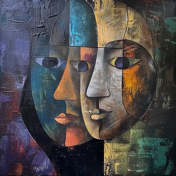 Dubbele gezichten abstract van TheXclusive Art