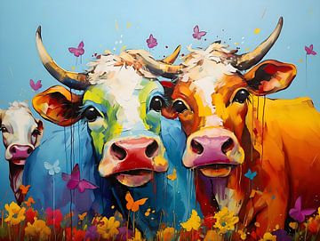 des vaches heureuses sur PixelPrestige