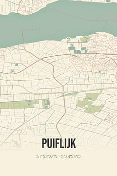 Vintage landkaart van Puiflijk (Gelderland) van MijnStadsPoster
