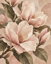 Soft magnolia in pink and cream by TheArtfulGallery