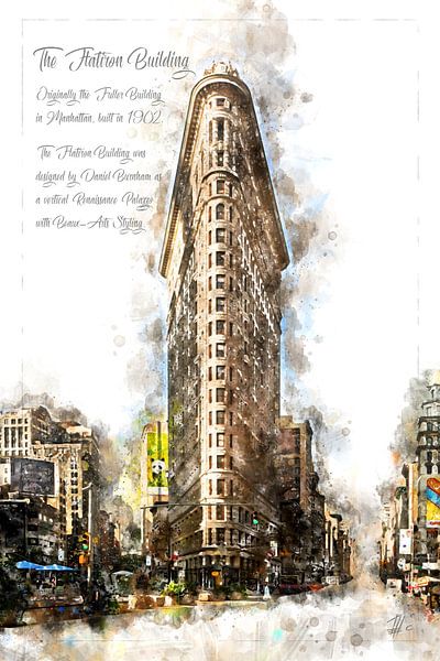 Flat Iron Building, watercolour, New York by Theodor Decker