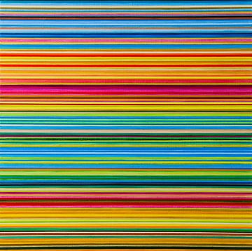 Strepen abstract kleurrijk schilderij van Anja Namink - Schilderijen