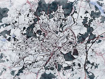 Kaart van Plauen in de stijl 'White Winter' van Maporia