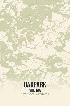Vintage landkaart van Oakpark (Virginia), USA. van Rezona