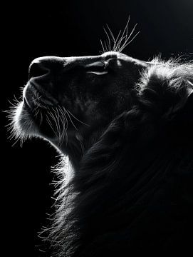 Contouren van Kracht - Profiel van een leeuw van Eva Lee