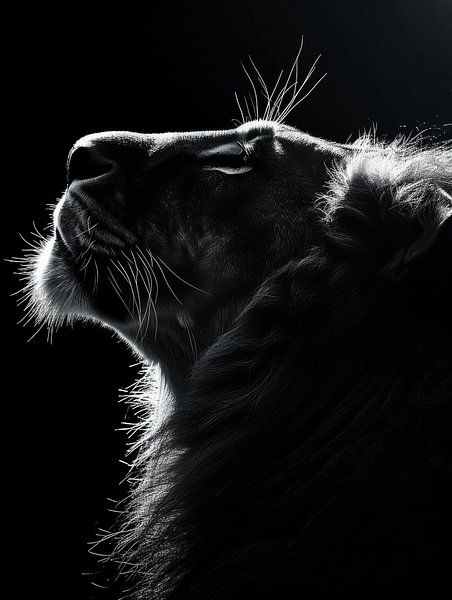 Contours of Strength - Profile of a lion by Eva Lee