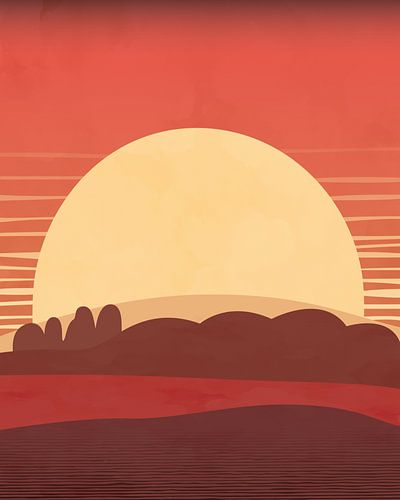 Vredig landschap bij zonsondergang