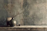 Concrete top with a vase of flowers still life simple by Digitale Schilderijen thumbnail