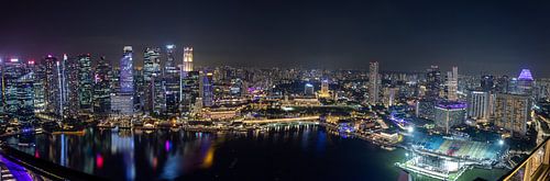 Singapore skyline in het donker
