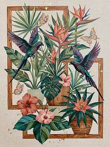Design biophilique moderne avec des fleurs d'oiseau de paradis