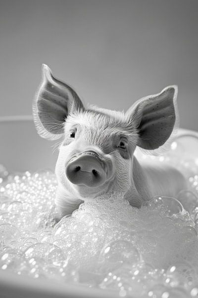 Piggy spa: An amusing bath in the bathroom - Unique WC artwork by Poster Art Shop
