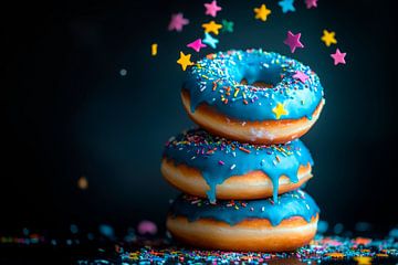 Kleurrijke donuts met sterrenconfetti van Poster Art Shop