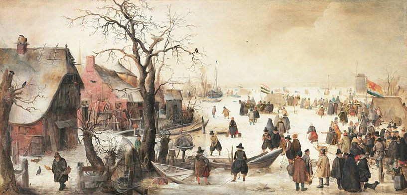 Winterlandschaft an einem Kanal, Hendrik Avercamp von Meisterhafte Meister