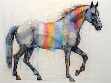 Rainbow Horse - A Vivid Voyage in Equine Artistry - Contemporary Art by Murti Jung