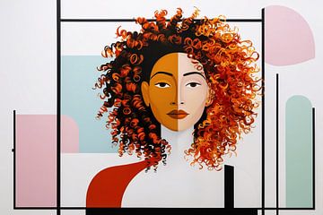 Abstract portret kleurrijke vrouw van Art & Soul Creations
