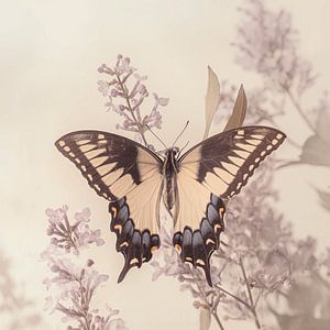 Koninginnepage, vlinder zacht pastel van Mel Digital Art