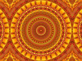 Roundabout (Oker Retro Mandala) van Caroline Lichthart