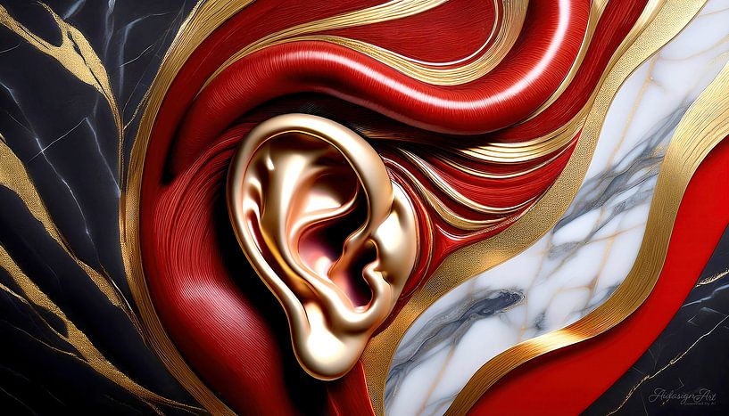 Vom Hören der Stille – Menschliches Ohr aus Gold und Marmor als Sinnbild innerer Resonanz von AidasignArt