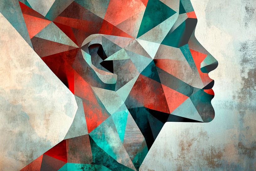 Geometric dreams - Play of colours View of the soul - Face by Poster Art Shop