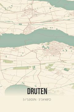 Vintage landkaart van Druten (Gelderland) van Rezona